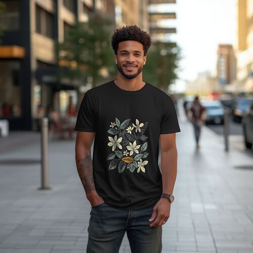 Men's Floral Printed 100% Cotton T-Shirt-pod4team