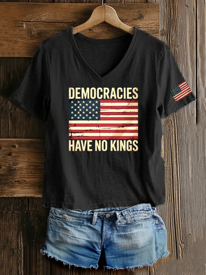 Women's Casual Retro American Flag printed Graphic Tee