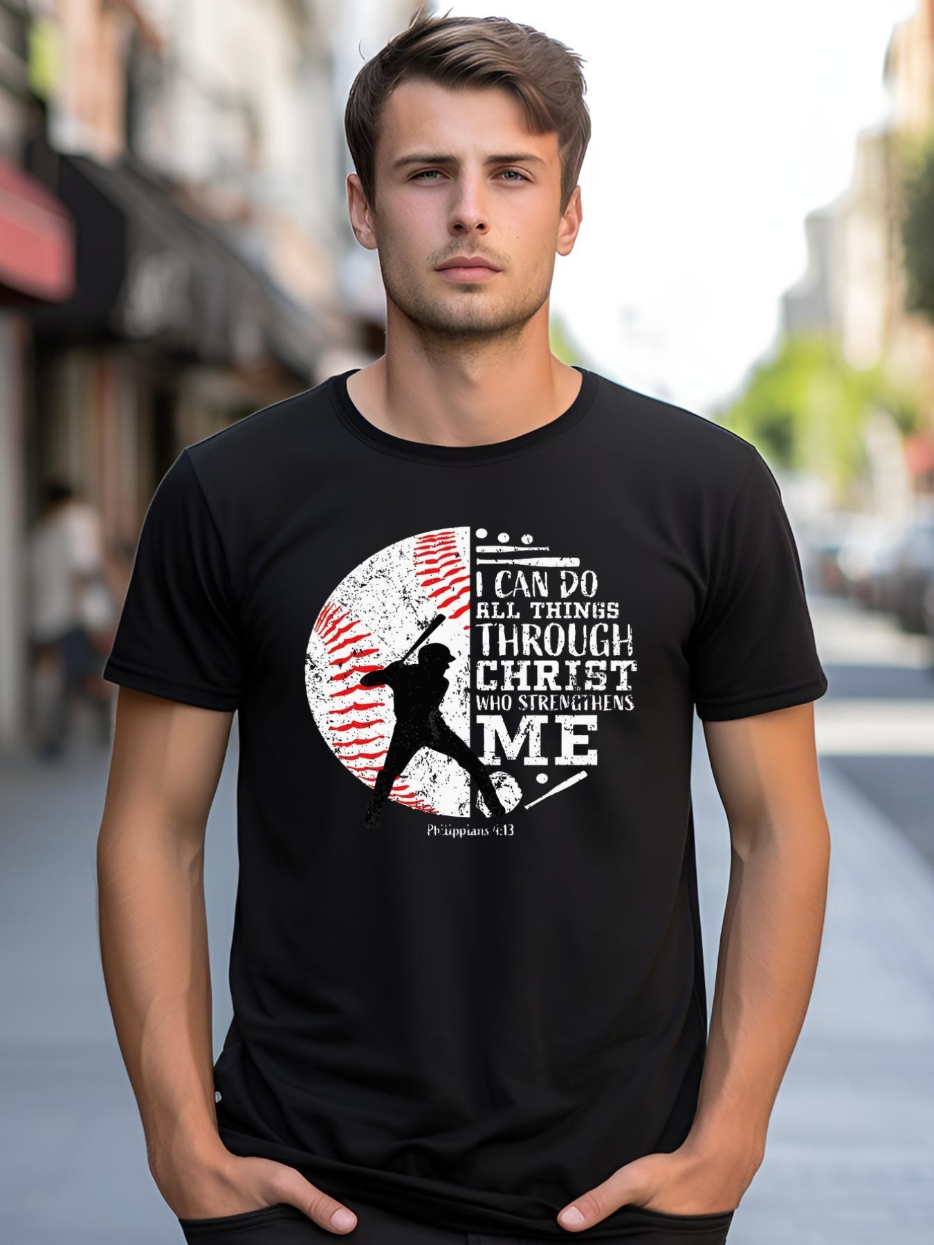 Unisex Cool Baseball Player Christian Bible Verse shirt  Graphic Tee