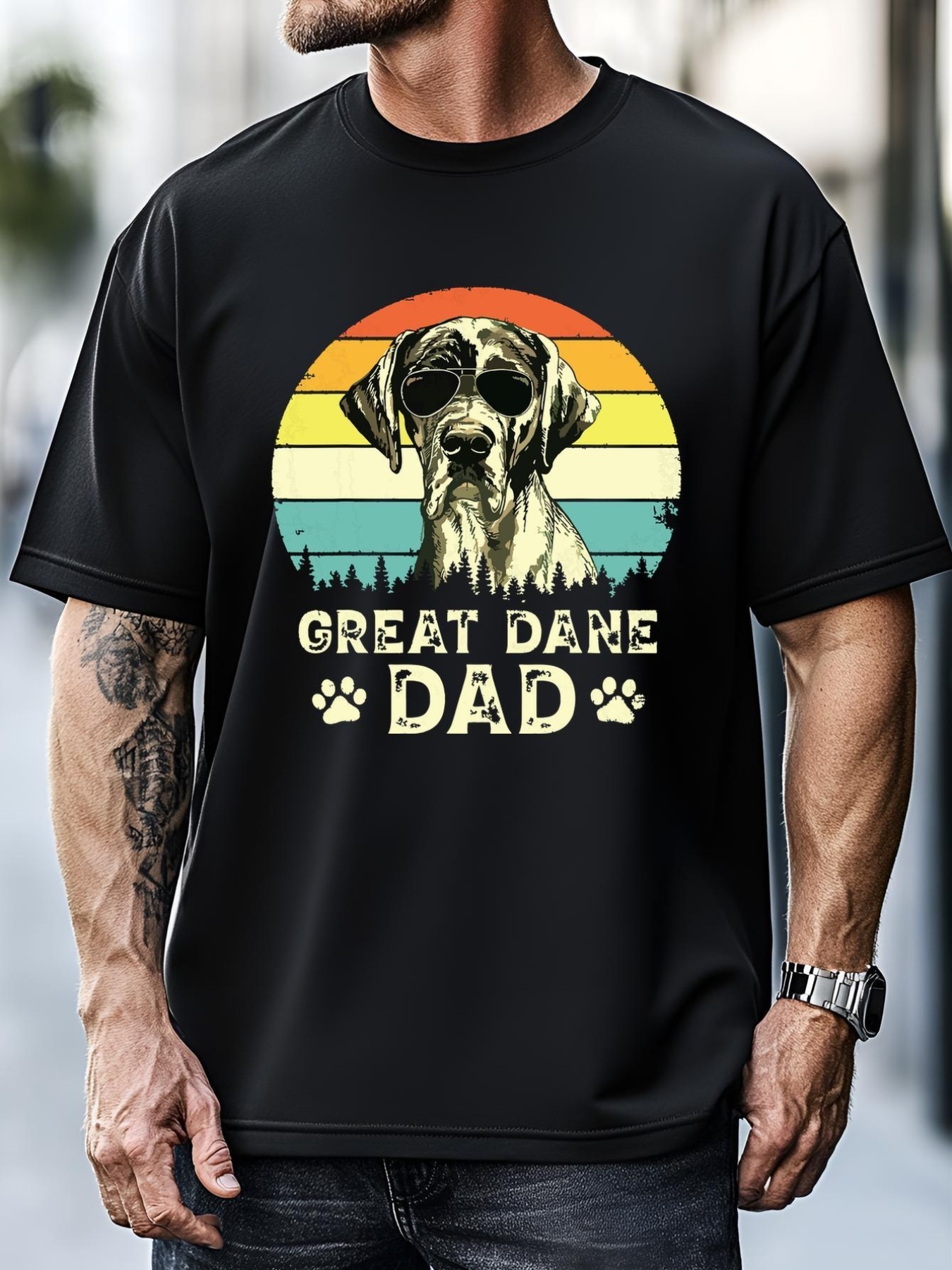 Unisex Vintage Great Dane Dad Dog Lovers Fathers Day Tee T-Shirt