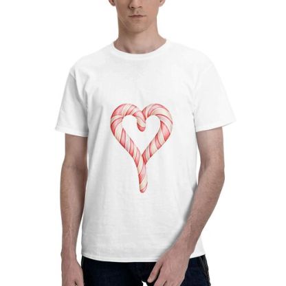 Men's Heartshape Candy Print 100% Cotton T-Shirt-pod4team