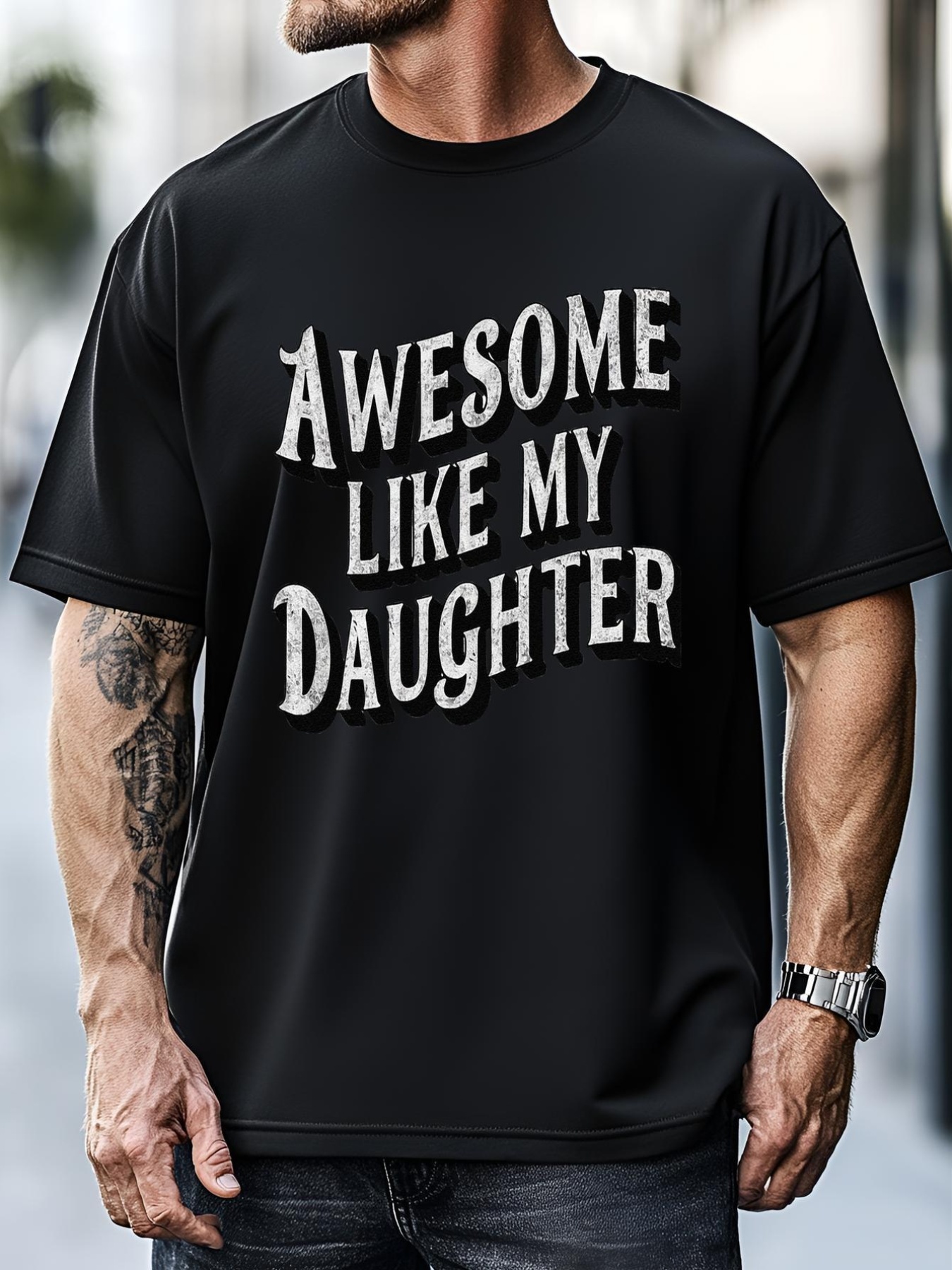Unisex Awesome Like My Daughter Dad Gifts Man Funny Fathers Day T-Shirt