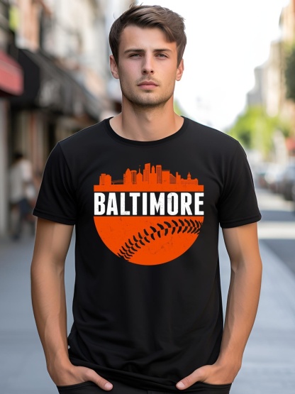 Unisex Classic Baltimore Skyline Baseball  shirt  Graphic Tee