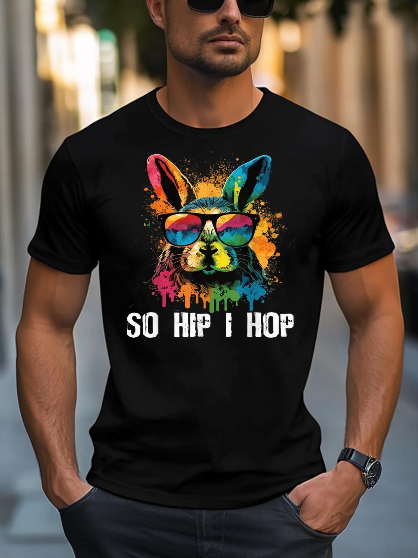 Unisex So Hip I Hop Tie Dye Easter Rabbit kid Wo girl Teens T-Shirt