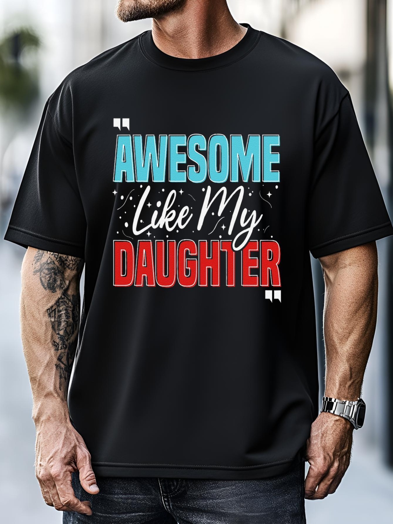 Unisex Awesome Like My Daughter Funny FatherS Day Design For Dad T-Shirt