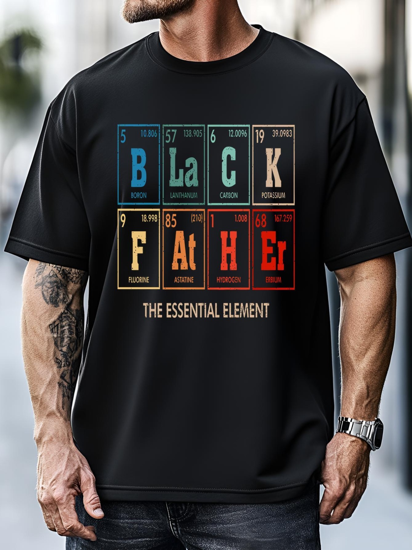 Unisex Black Father The Essential Element Best Dad Ever T-Shirt
