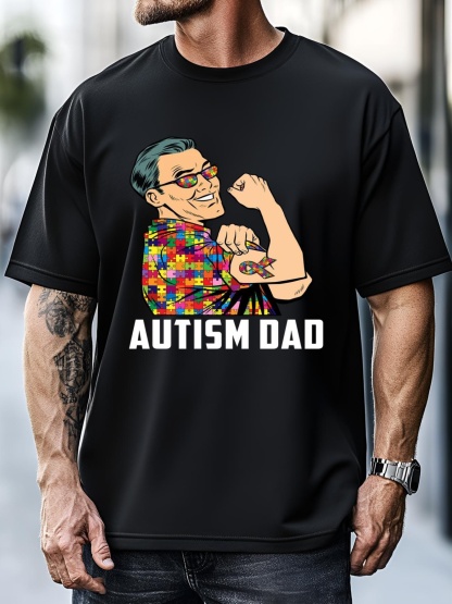 Unisex Autism Awareness Father Autistic Proud Autism Dad Funny Gift T-Shirt