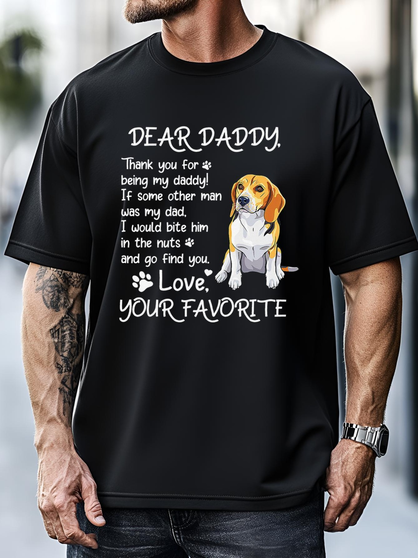 Unisex Dear Daddy Beagle Dog Dad Father's Day T-Shirt