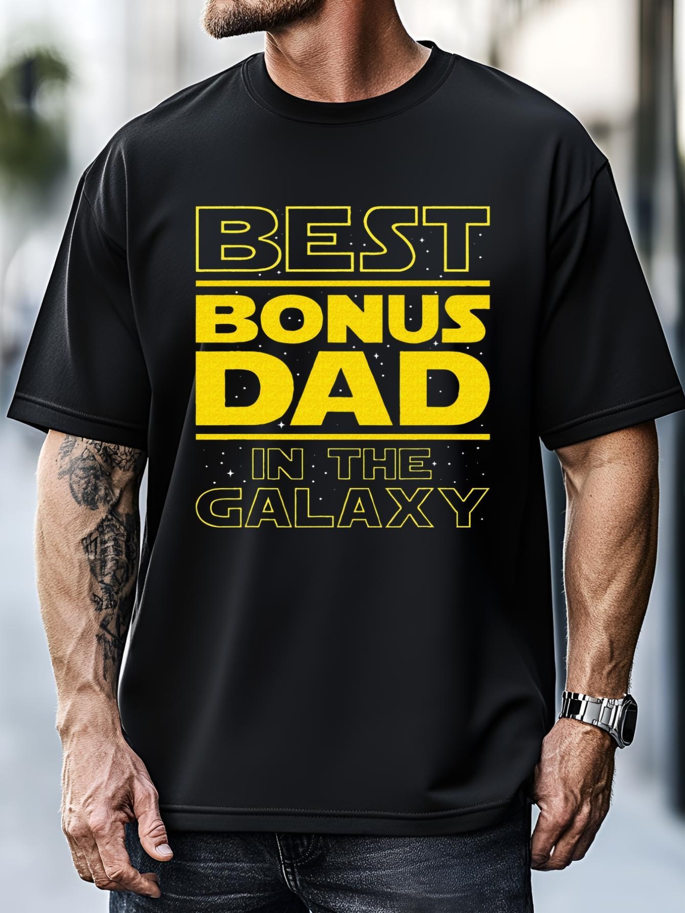 Unisex Best Bonus Dad In The Galaxy Stepfather Stepdad Grandpa T-Shirt