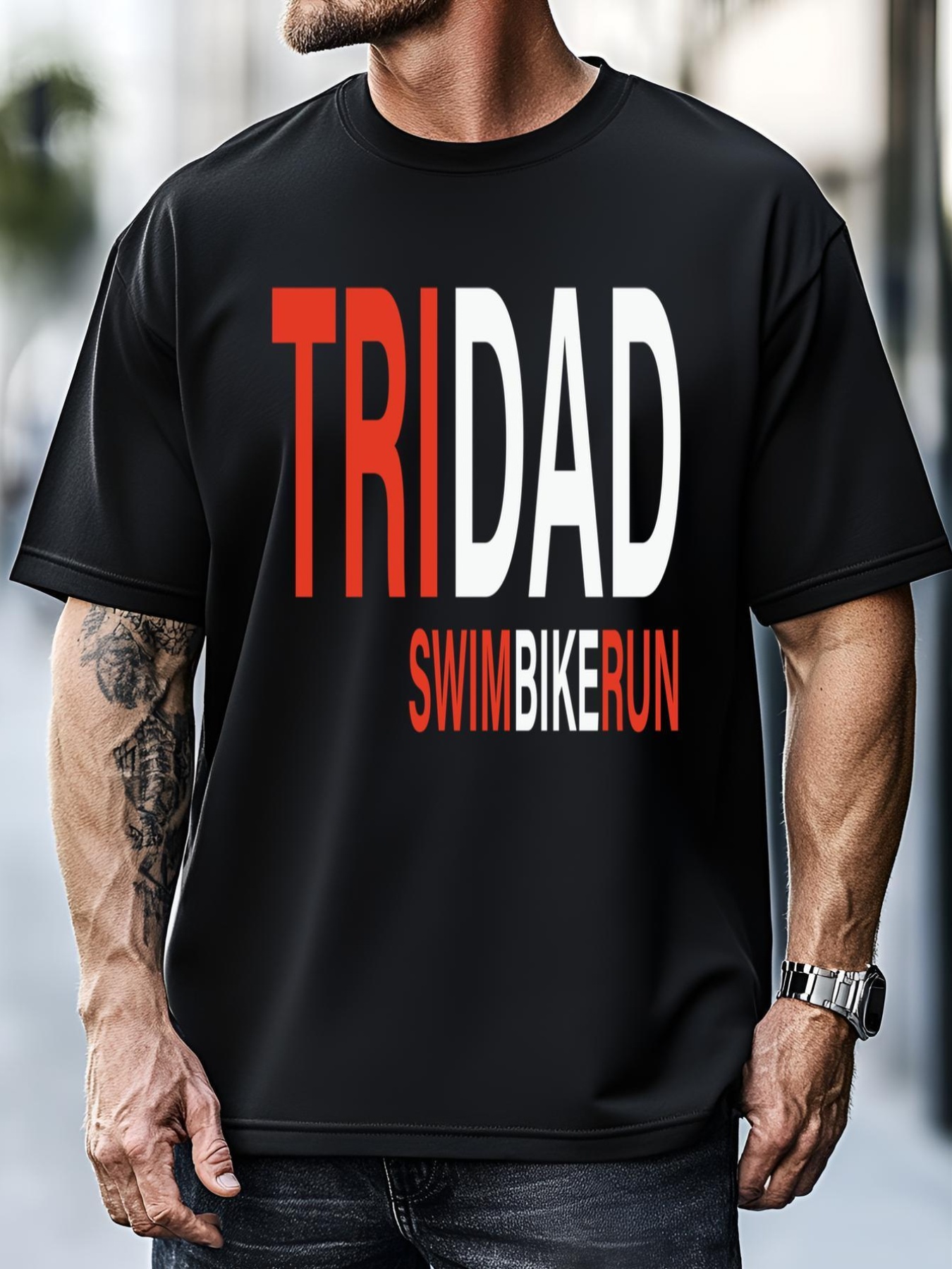Unisex Father's Day Tridad Swim Bike Run Gift T-Shirt