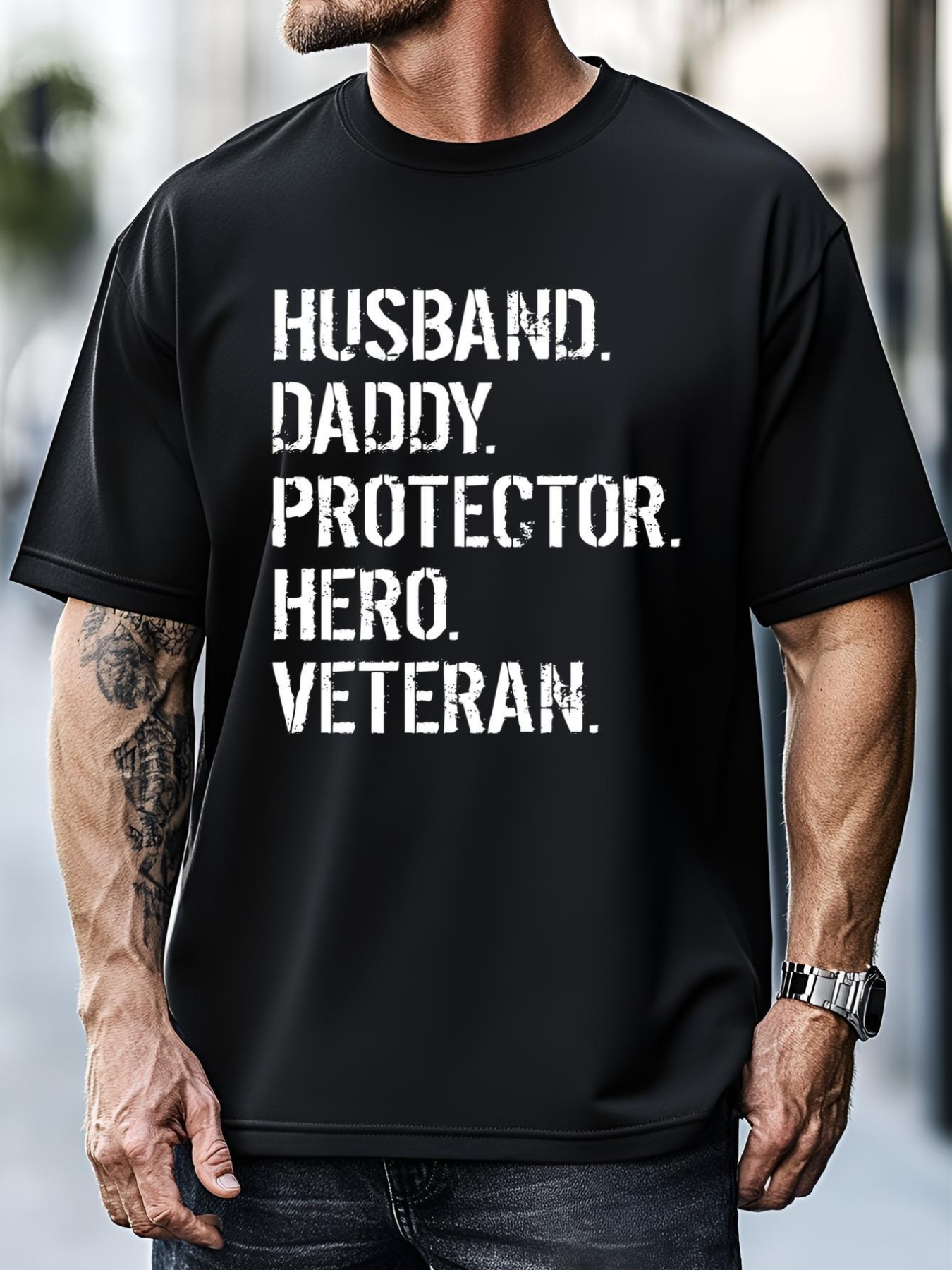 Unisex Veteran Father Husband Daddy Protector Hero Gift T-Shirt
