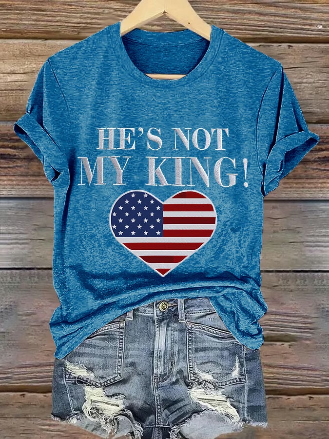 Women's Heart Shape American Flag Printed Graphic Tee
