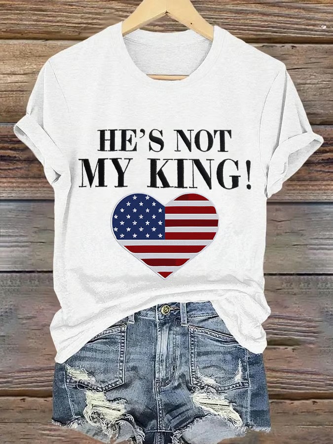 Women's Heart Shape American Flag Printed Graphic Tee
