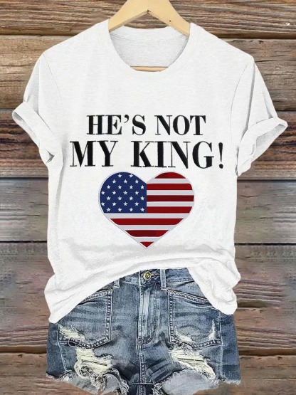 Women's Heart Shape American Flag Printed Graphic Tee