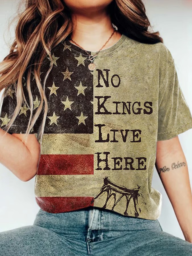 Women's No Kings Lives Here Print 4th Of July Graphic Tee