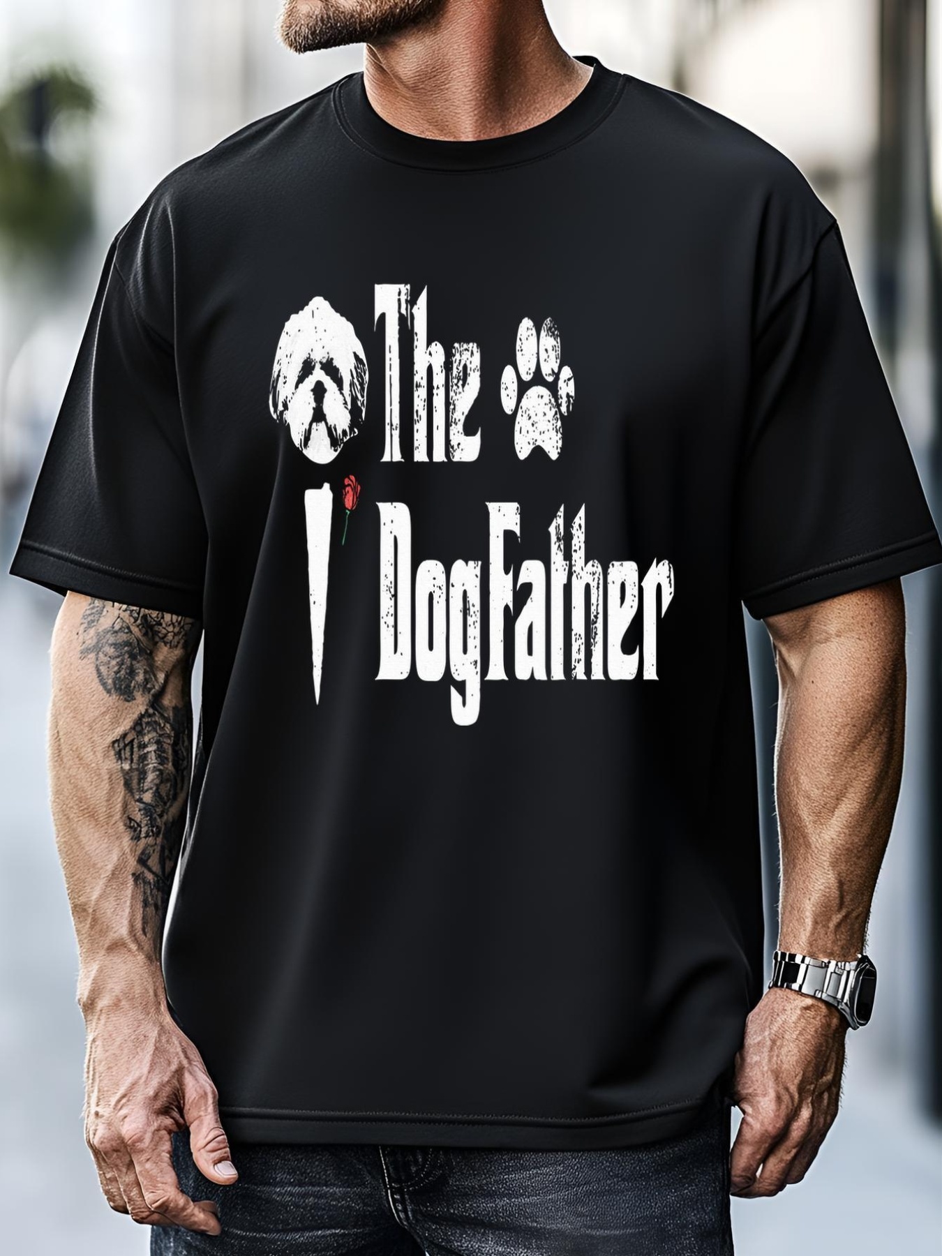 Unisex The Dogfather Shih Tzu Dog Dad FatherS Day Gift T-Shirt
