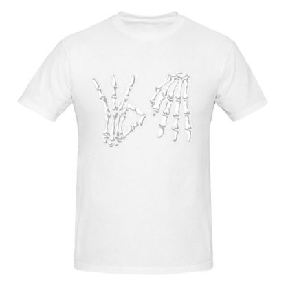 Men's Skeleton Hand Printed 100% Cotton T-Shirt-pod4team