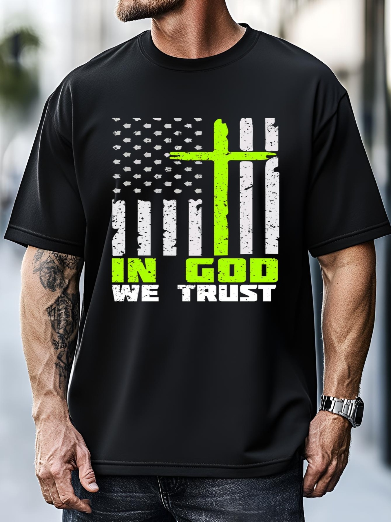 Unisex In God We Trust Christian Flag Easter Cross Gift T-Shirt