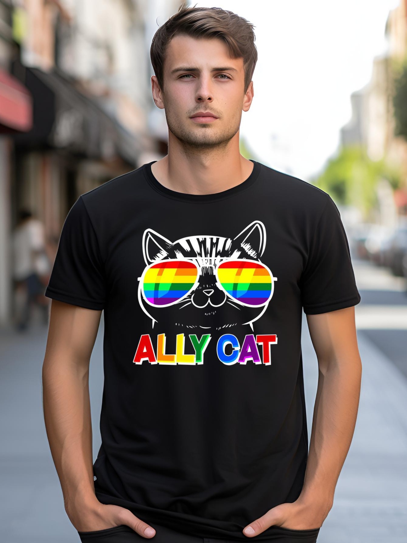 Unisex Ally Cat LGBT Pride shirt  Graphic Tee