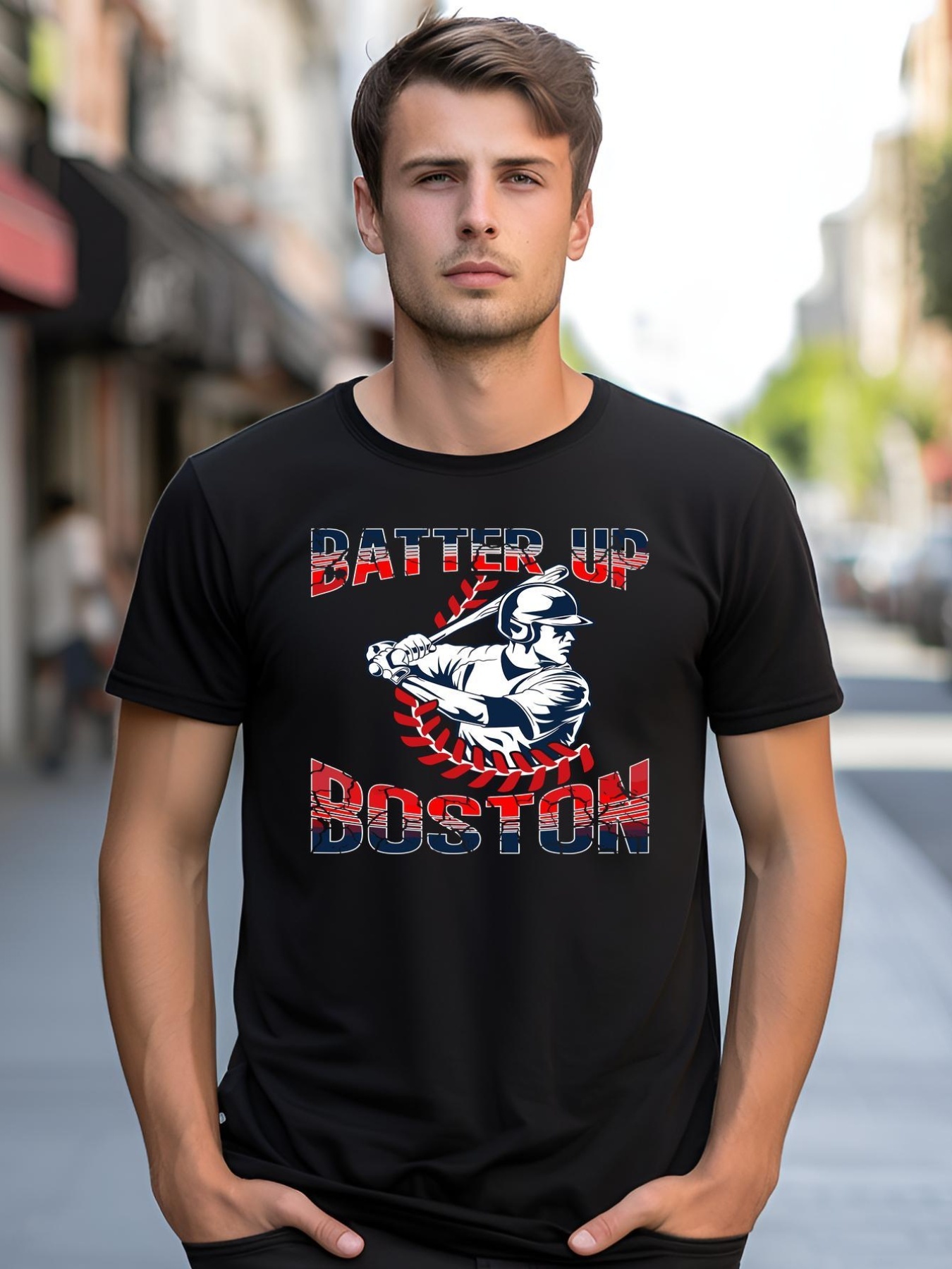 Unisex Vintage Style Batter Boston Baseball shirt  Graphic Tee