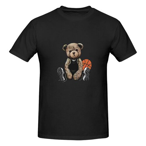 Men's Teddy Bear Printed 100% Cotton T-Shirt-pod4team