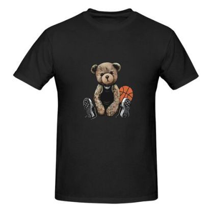 Men's Teddy Bear Printed 100% Cotton T-Shirt-pod4team