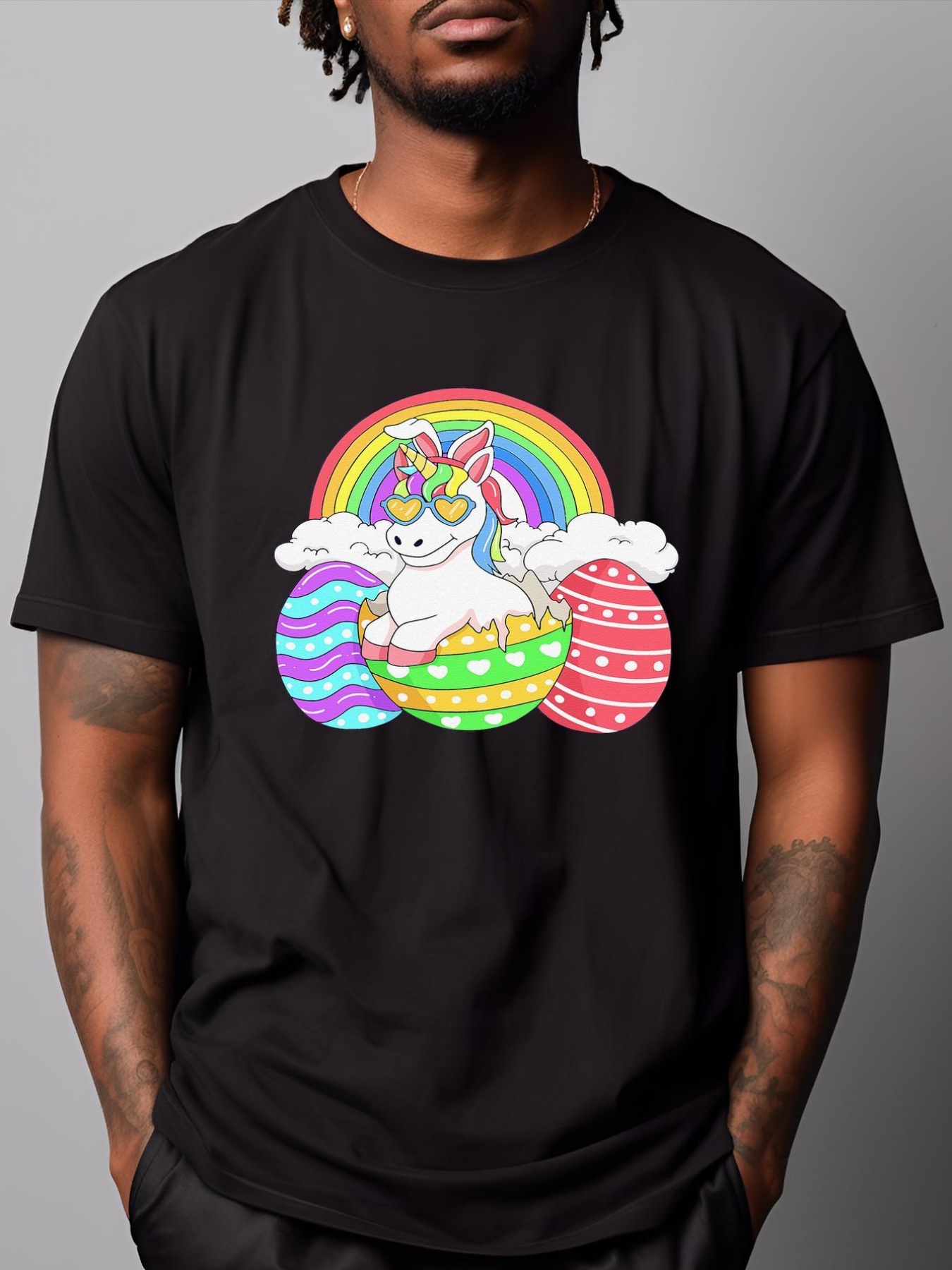 Unisex Easter Unicorn With Eggs Happy Easter T-Shirt