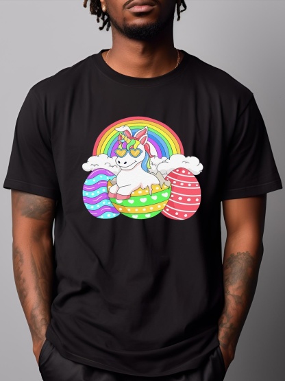 Unisex Easter Unicorn With Eggs Happy Easter T-Shirt