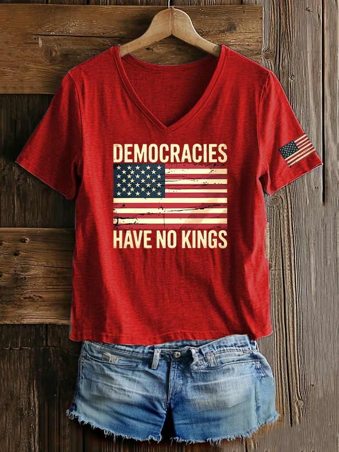 Women's Casual Retro American Flag printed Graphic Tee