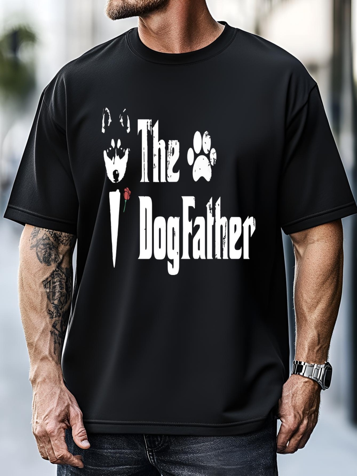 Unisex Men The Dogfather Siberian Husky Dog Dad Fathers Day T-Shirt