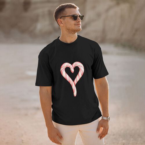 Men's Heartshape Candy Print 100% Cotton T-Shirt-pod4team