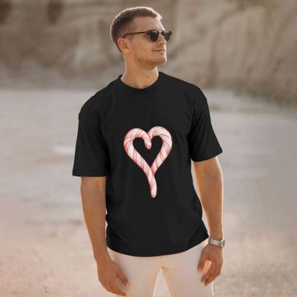 Men's Heartshape Candy Print 100% Cotton T-Shirt-pod4team