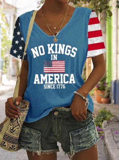 Women's  American Flag Printed 4th Of July Graphic Tee