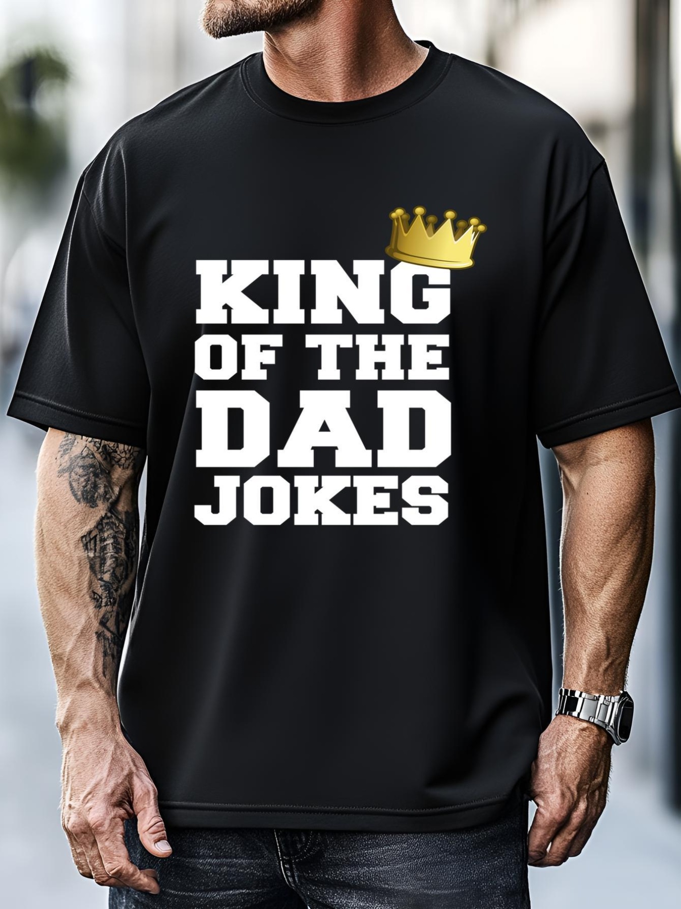 Unisex King Of The Dad Jokes Funny Fathers Day Dad Joke Crown Pun Gift T-Shirt