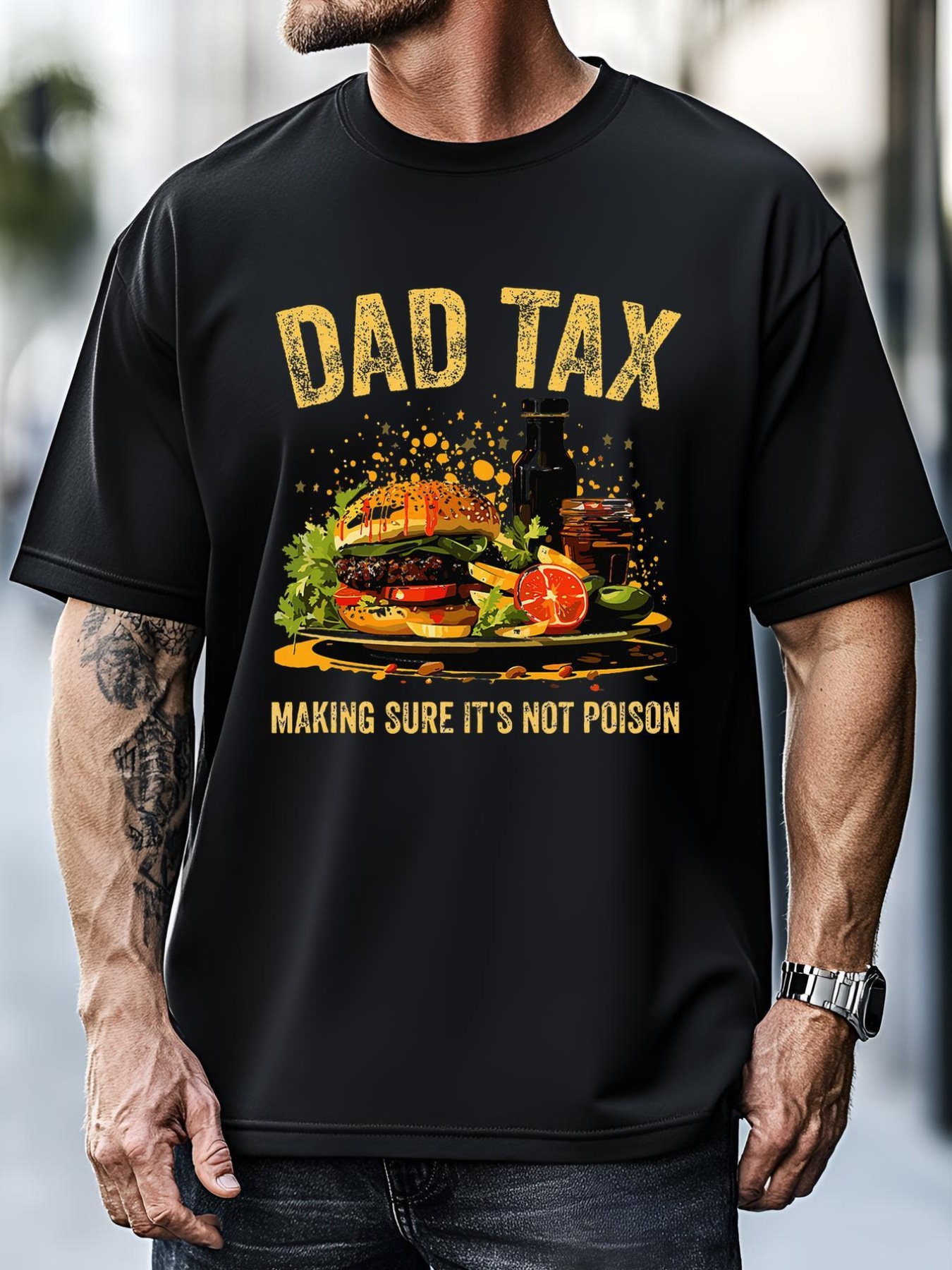 Unisex Dad Tax Making Sure Its Not Poi.Son Fathers Day Dad Joke T-Shirt