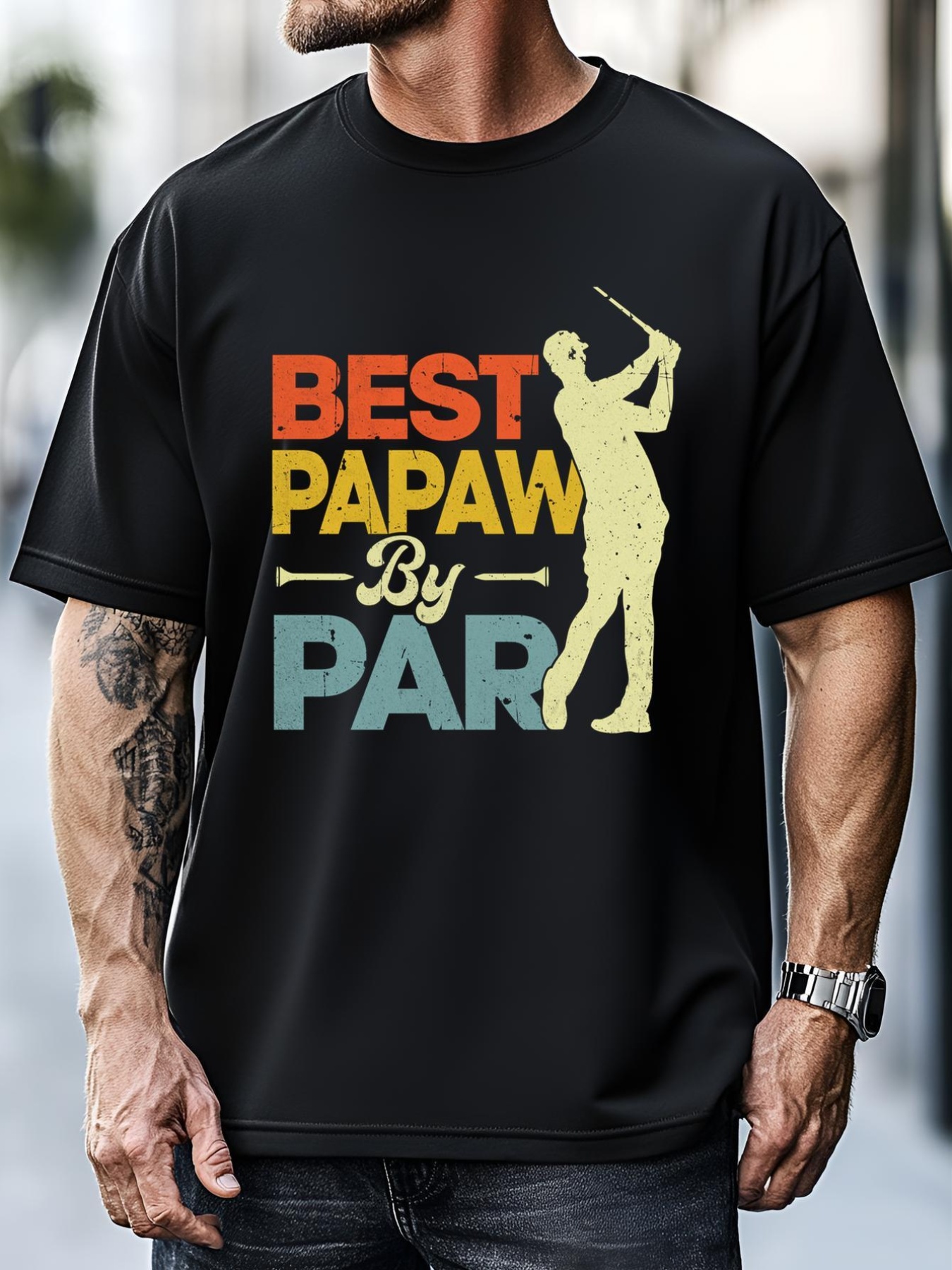 Unisex Vintage Style Best Papaw By Par Golf Lover Funny Fathers Day Gift T-Shirt