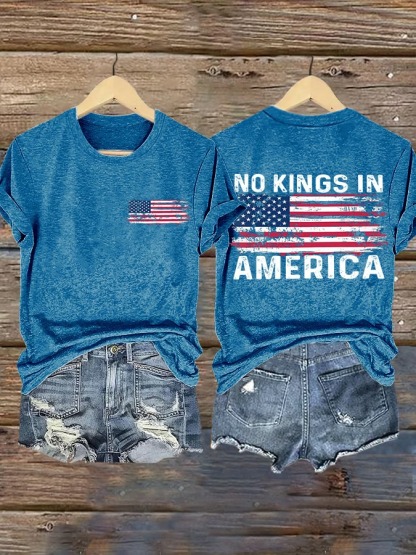 Women's Retro American Flag Printed Graphic Tee