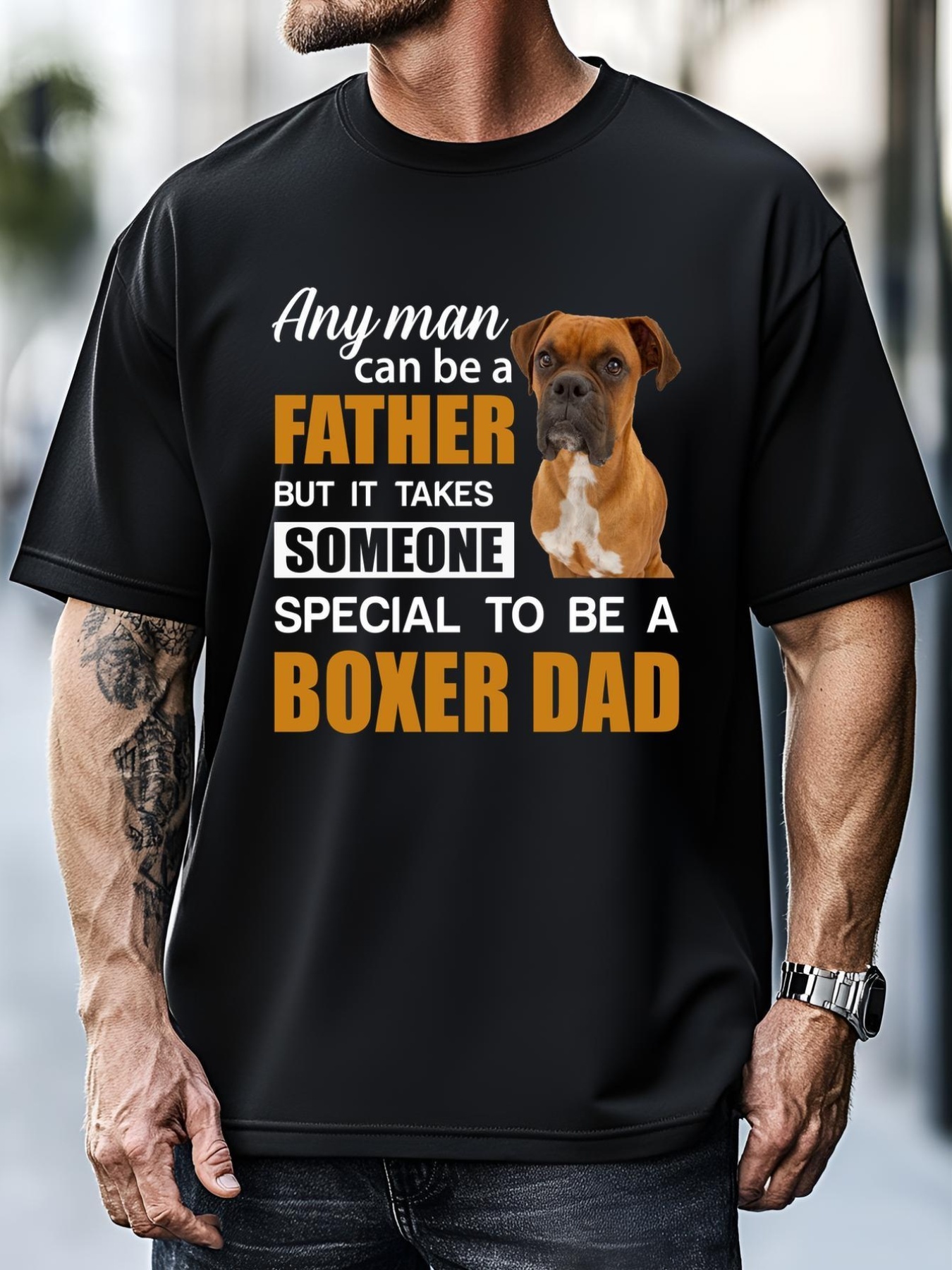 Unisex Boxer Dad Dog Lovers Fathers Day T-Shirt