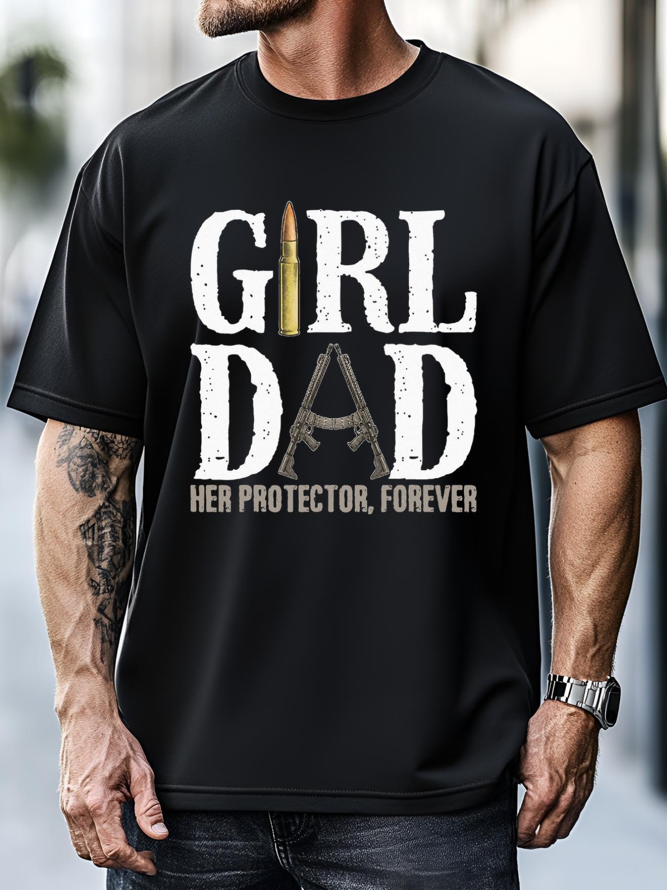 Unisex Girl Dad Her Protector Forever Funny Father T-Shirt