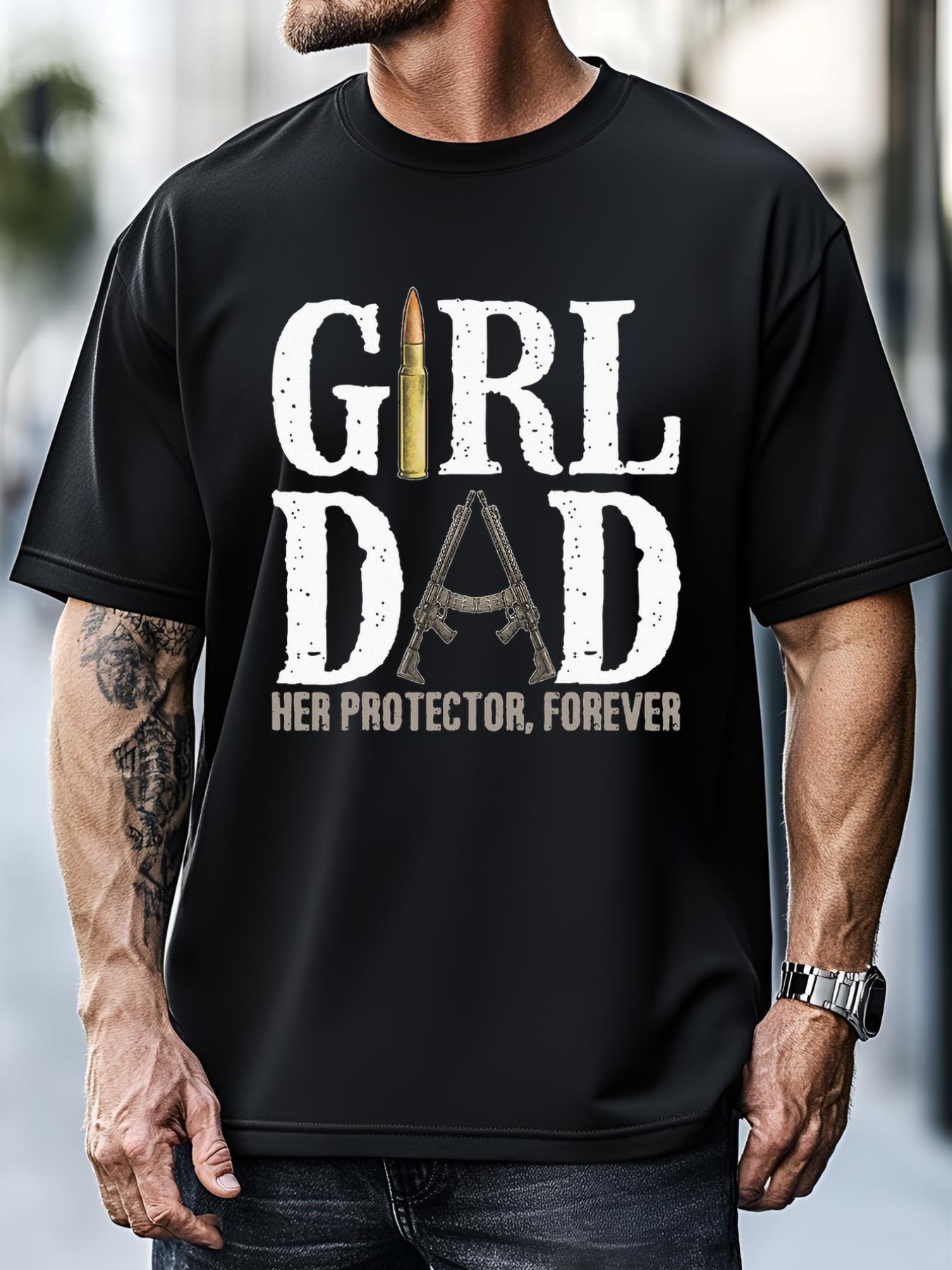 Unisex Girl Dad Her Protector Forever Funny Father T-Shirt