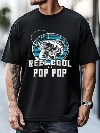 Unisex Fathers Day Tee Reel Cool Pop Pop Fishing T-Shirt