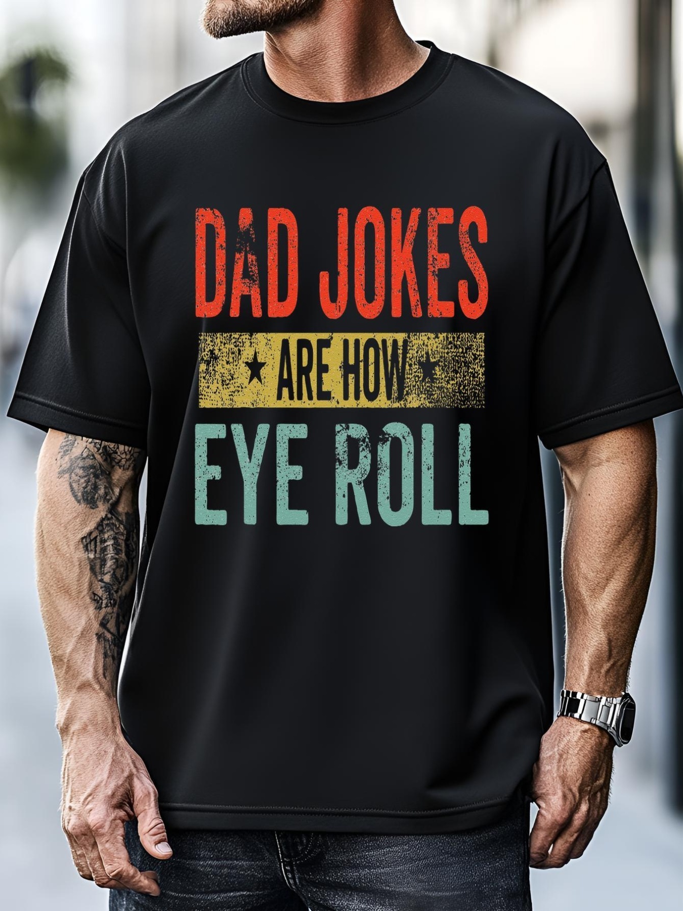 Unisex Dad Jokes Are How Eye Roll Funny Fathers Day Daddy Pun Joke T-Shirt