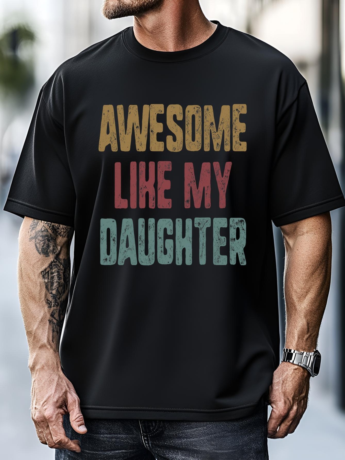 Unisex Awesome Like My Daughter Fathers Day Dad Girl Papa Retro T-Shirt