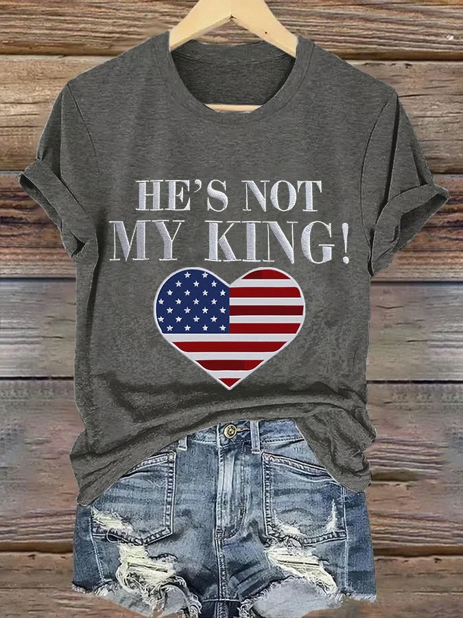 Women's Heart Shape American Flag Printed Graphic Tee