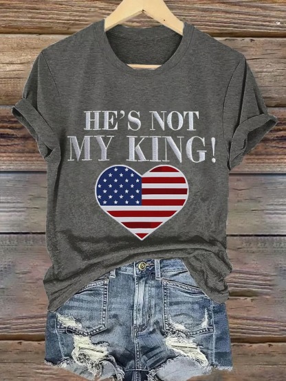 Women's Heart Shape American Flag Printed Graphic Tee