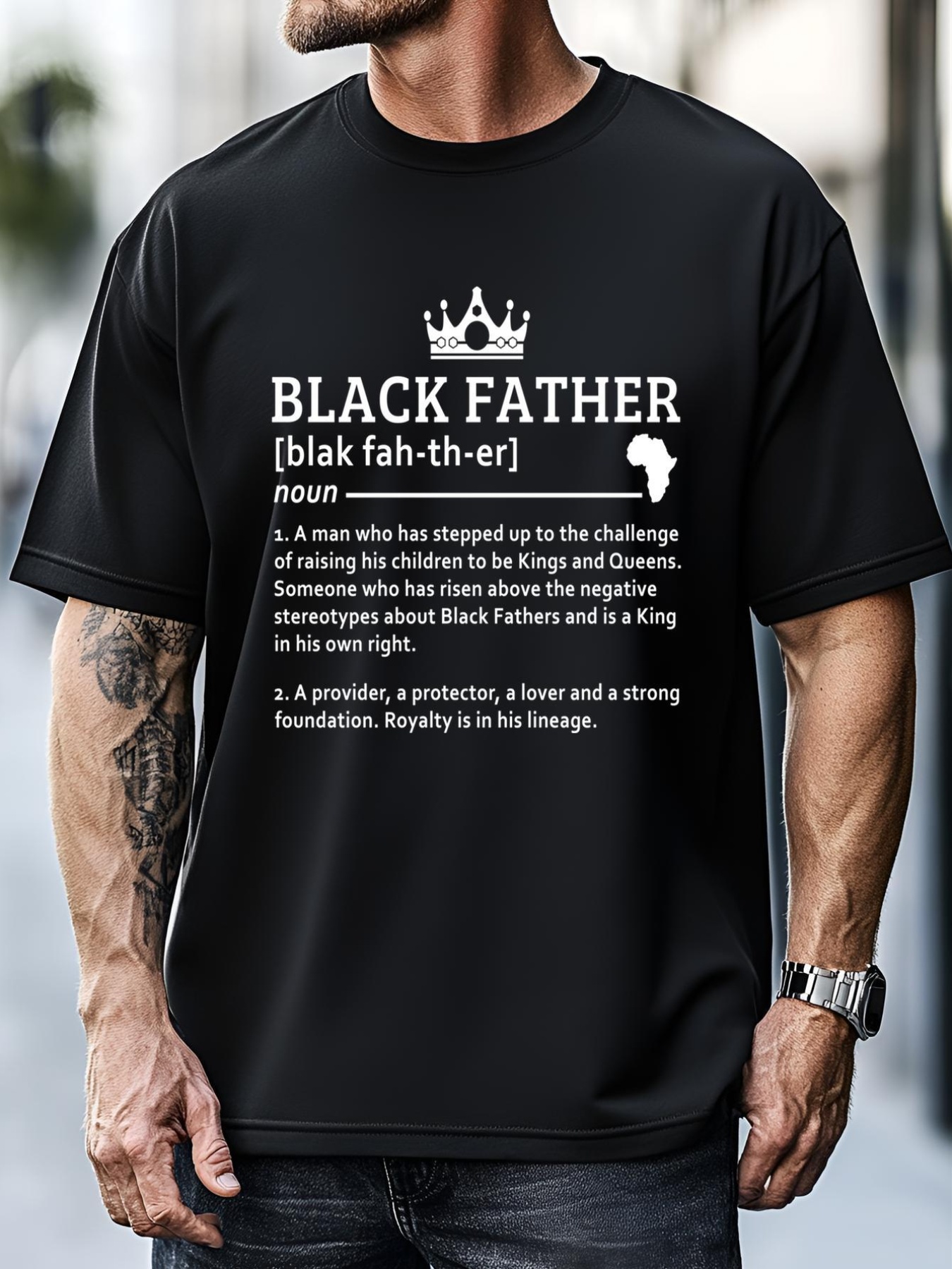 Unisex Black Father Definition African American Dad Gift T-Shirt