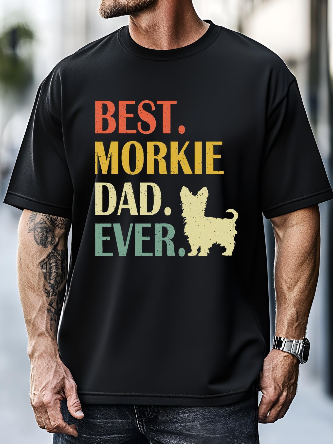 Unisex Best Morkie Dog Dad Ever Fathers Day T-Shirt