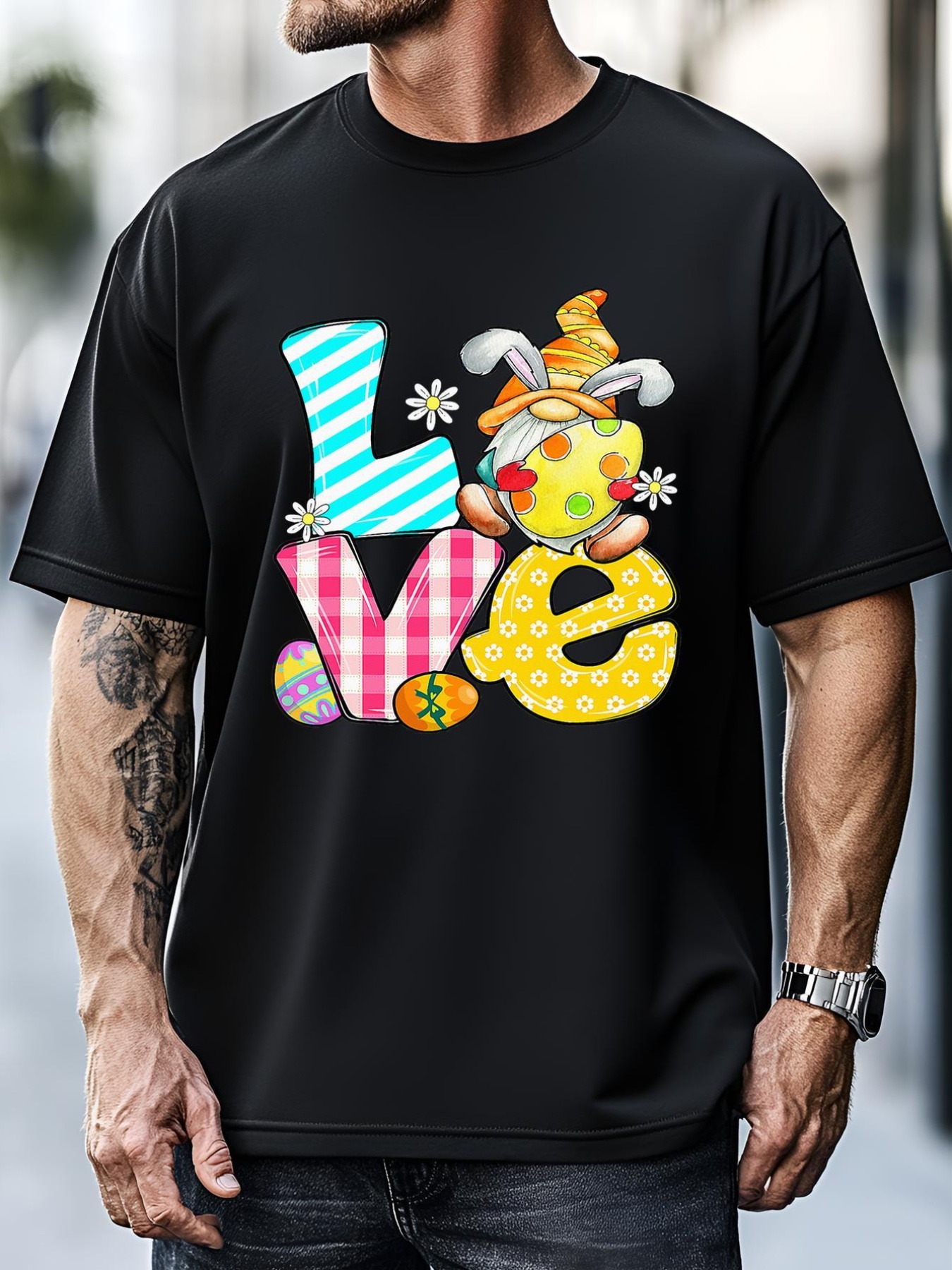 Unisex Easter Gift Love Gnome Bunny Pastel Spring Hunt Eggs Rabbit T-Shirt