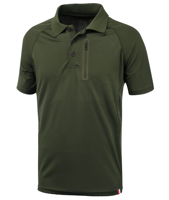 Men's Dri-fit Solid Color Zip Up Pocket Polo Shirt