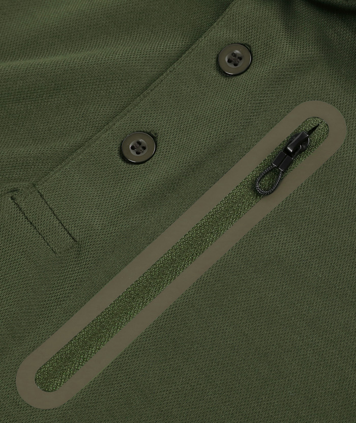 Men's Dri-fit Solid Color Zip Up Pocket Polo Shirt